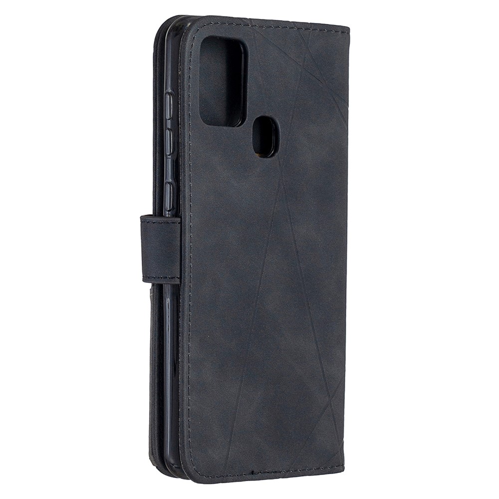 BF05 Style Geometric Surface Leather Cover for Samsung Galaxy A21s - Black-7