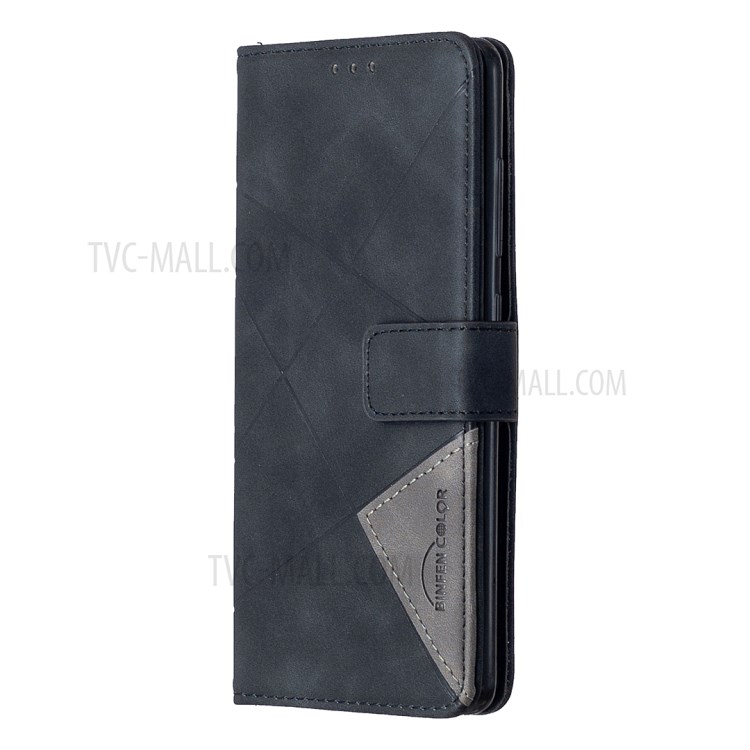 BF05 Geometric Texture Wallet Stand Leather Case for Samsung Galaxy A51 SM-A515 - Black-6
