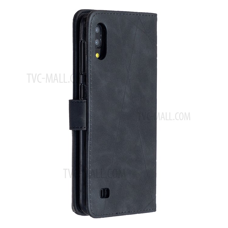 BF05 Geometric Texture Leather Wallet Stand Case Cover for Samsung Galaxy A10 / M10 - Black-7