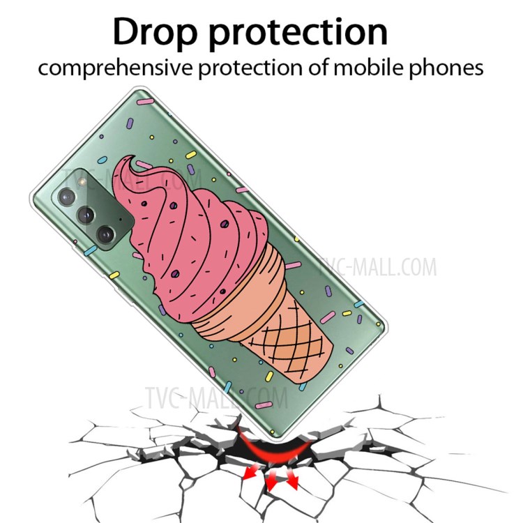 Pattern Printing TPU Soft Phone Shell for Samsung Galaxy Note 20/Note 20 5G - Ice Cream-2