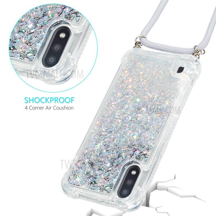 Glitter Powder Quicksand TPU Shell for Samsung Galaxy A01 - White-4