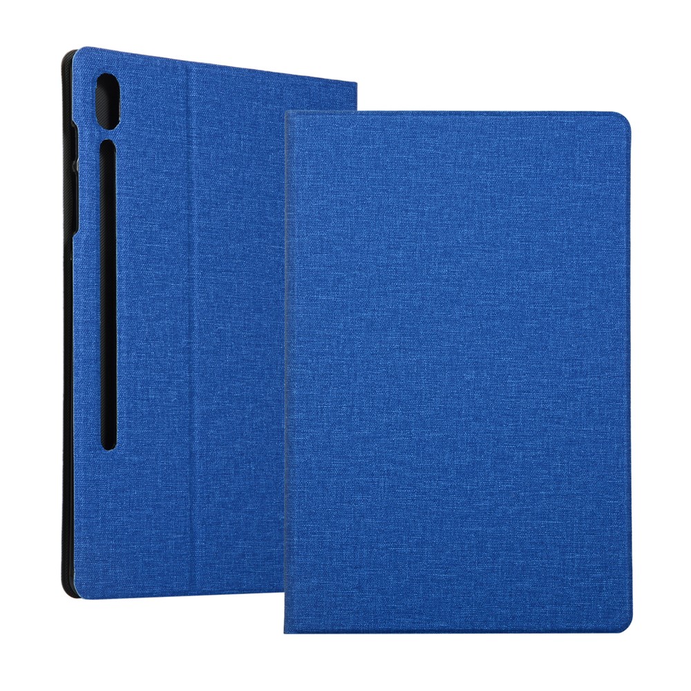 Cloth Texture Leather Stand Tablet Case for Samsung Galaxy Tab S7 Plus - Blue-1