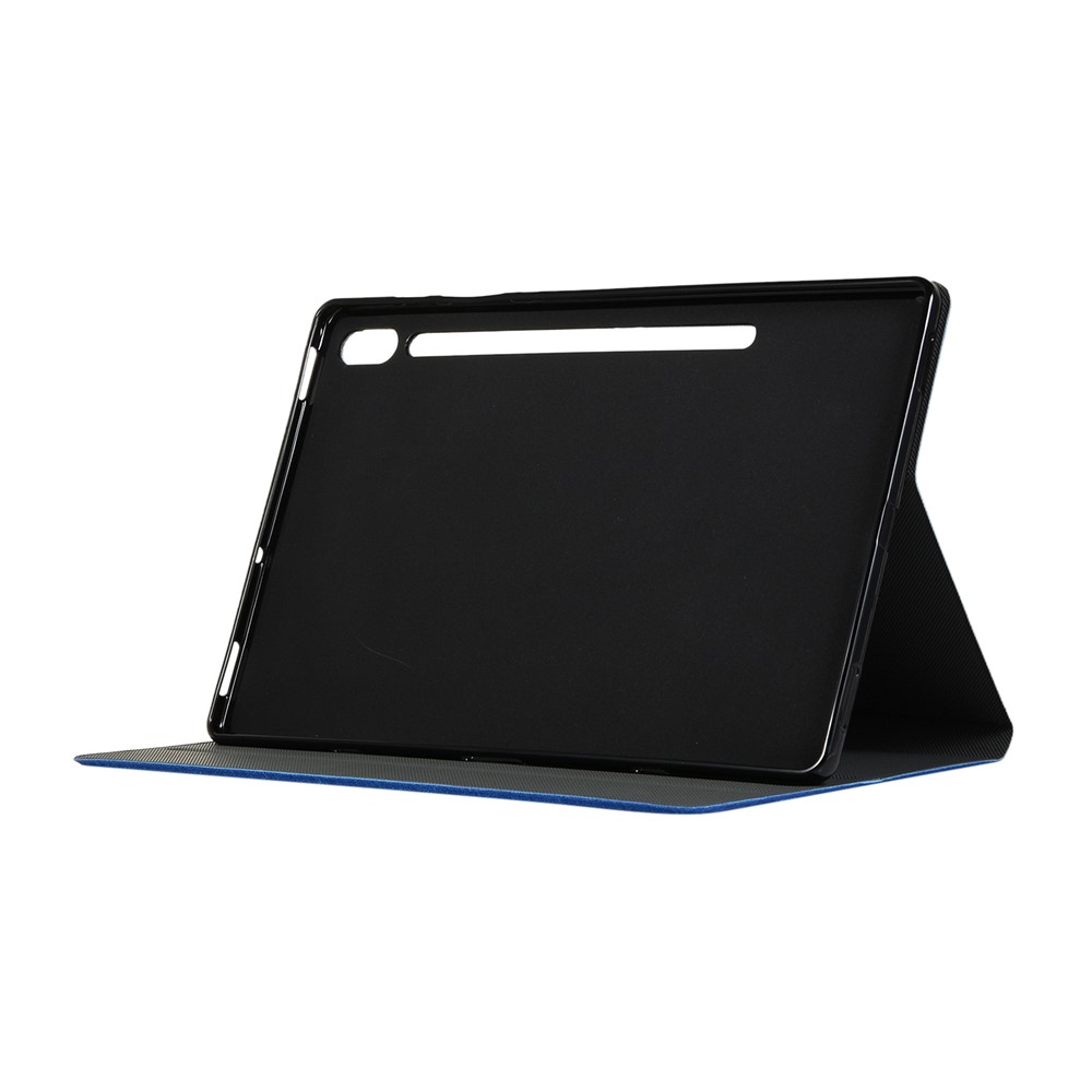 Cloth Texture Leather Stand Tablet Case for Samsung Galaxy Tab S7 Plus - Blue-5