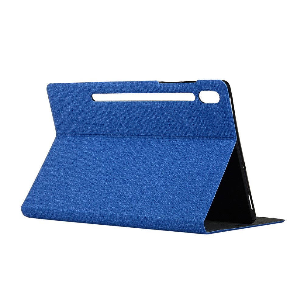 Cloth Texture Leather Stand Tablet Case for Samsung Galaxy Tab S7 Plus - Blue-6