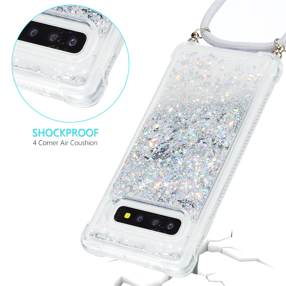 Glitter Powder Funny Quicksand Tpu Back Back Cover Para Samsung Galaxy S10 - Blanco