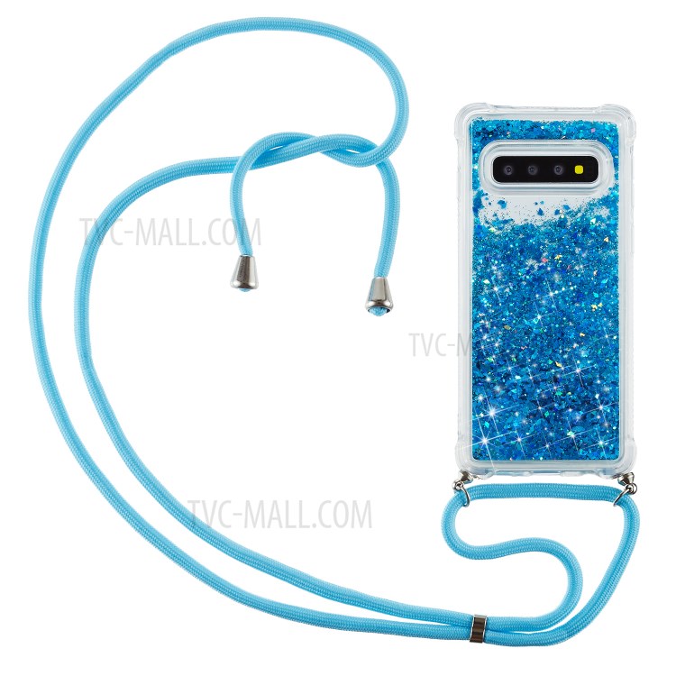 Pó De Brilho Engraçado Areia Movediça TPU Tampa Traseira Elegante Para Samsung Galaxy S10 - Azul-1