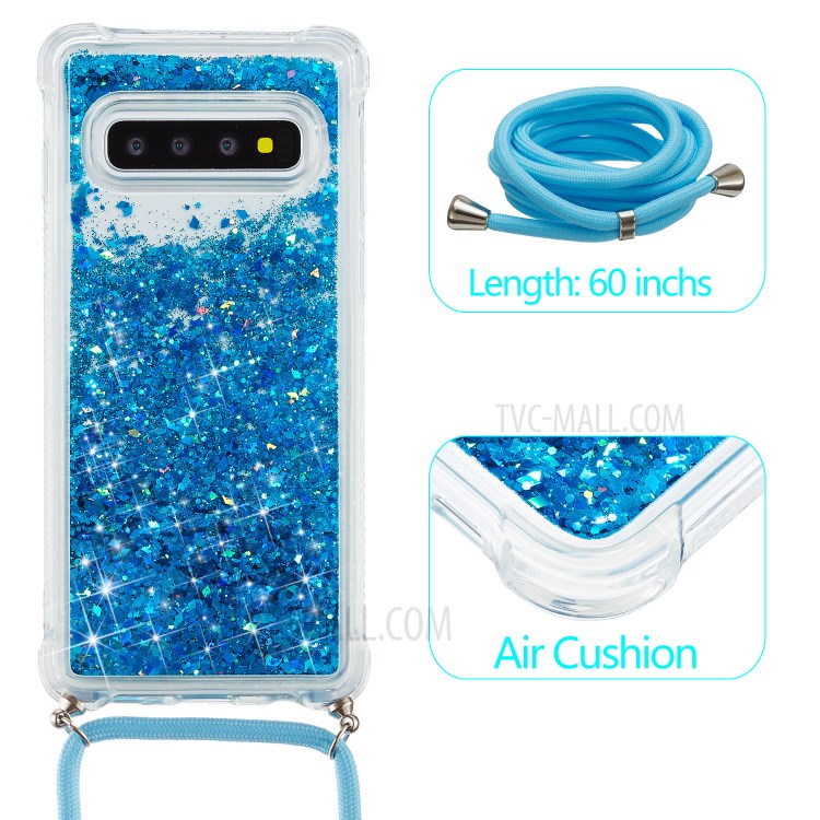 Pó De Brilho Engraçado Areia Movediça TPU Tampa Traseira Elegante Para Samsung Galaxy S10 - Azul-2