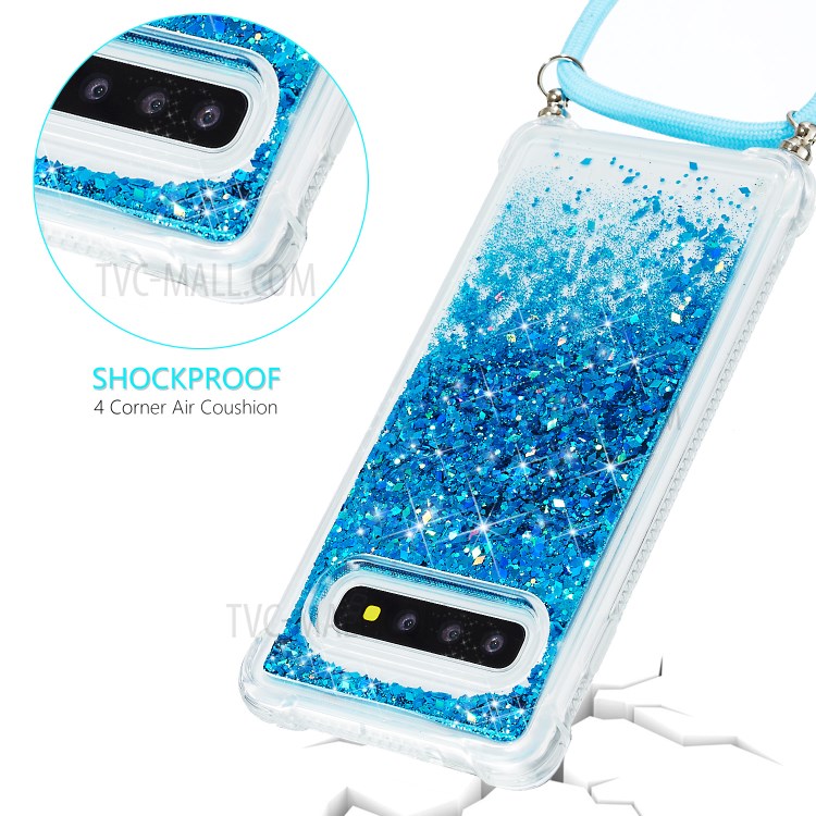 Pó De Brilho Engraçado Areia Movediça TPU Tampa Traseira Elegante Para Samsung Galaxy S10 - Azul-4