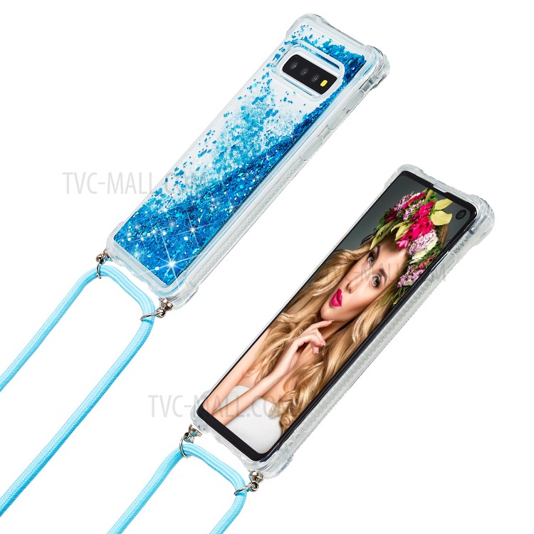 Pó De Brilho Engraçado Areia Movediça TPU Tampa Traseira Elegante Para Samsung Galaxy S10 - Azul-6