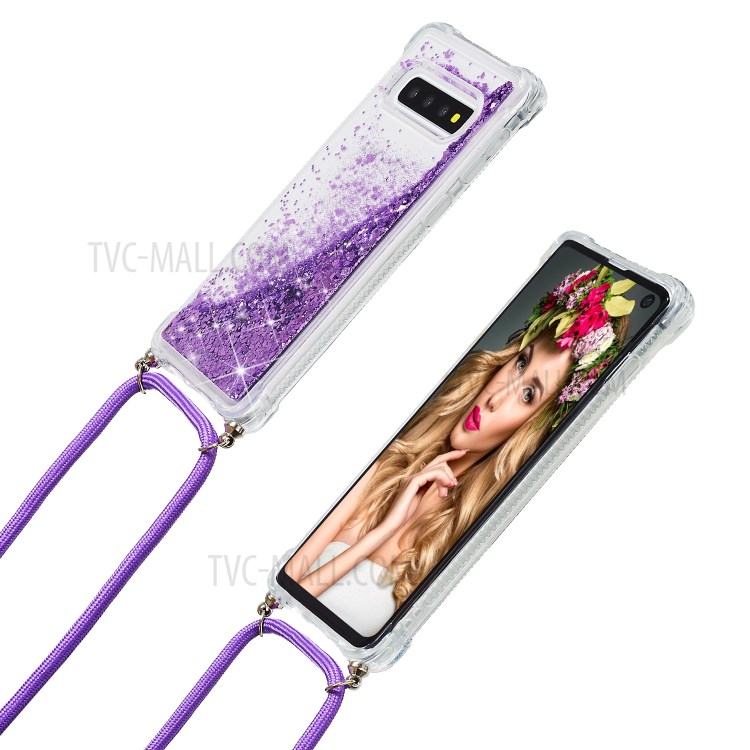 Порошок Блеск Смешной Плывун TPU Назад Стильный Чехол Для Samsung Galaxy S10 - Пурпурный-6