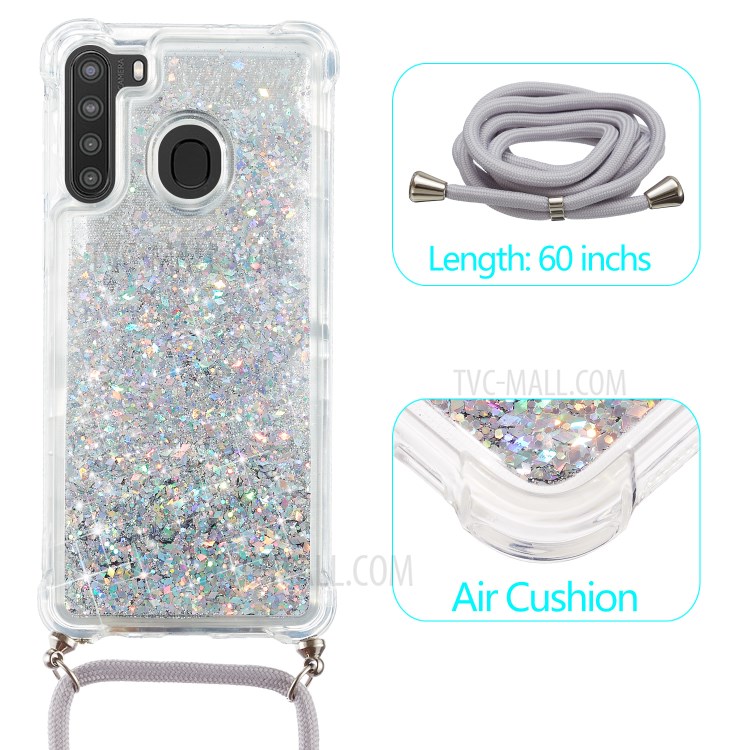 Glitter Powder Quicksand TPU Back Case for Samsung Galaxy A21 (European Version) - Grey-2