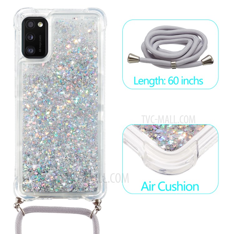 Glitter Powder Quicksand TPU Back Case for Samsung Galaxy A41 - Grey-2