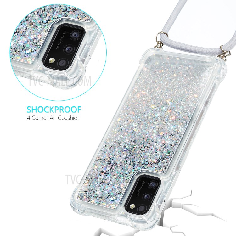 Glitter Powder Quicksand TPU Back Case for Samsung Galaxy A41 - Grey-4