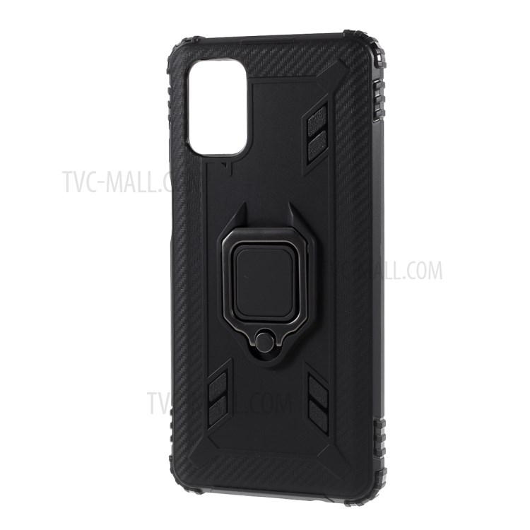 Finger Ring Kickstand TPU Protector Shell Phone Case for Samsung Galaxy M31s - Black-2