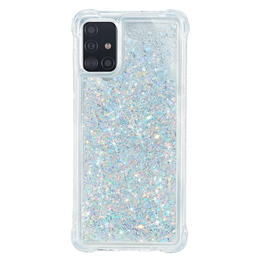 Pure Color Glitter Powder Quicksand TPU Shell for Samsung Galaxy A51 SM-A515 - Silver-1