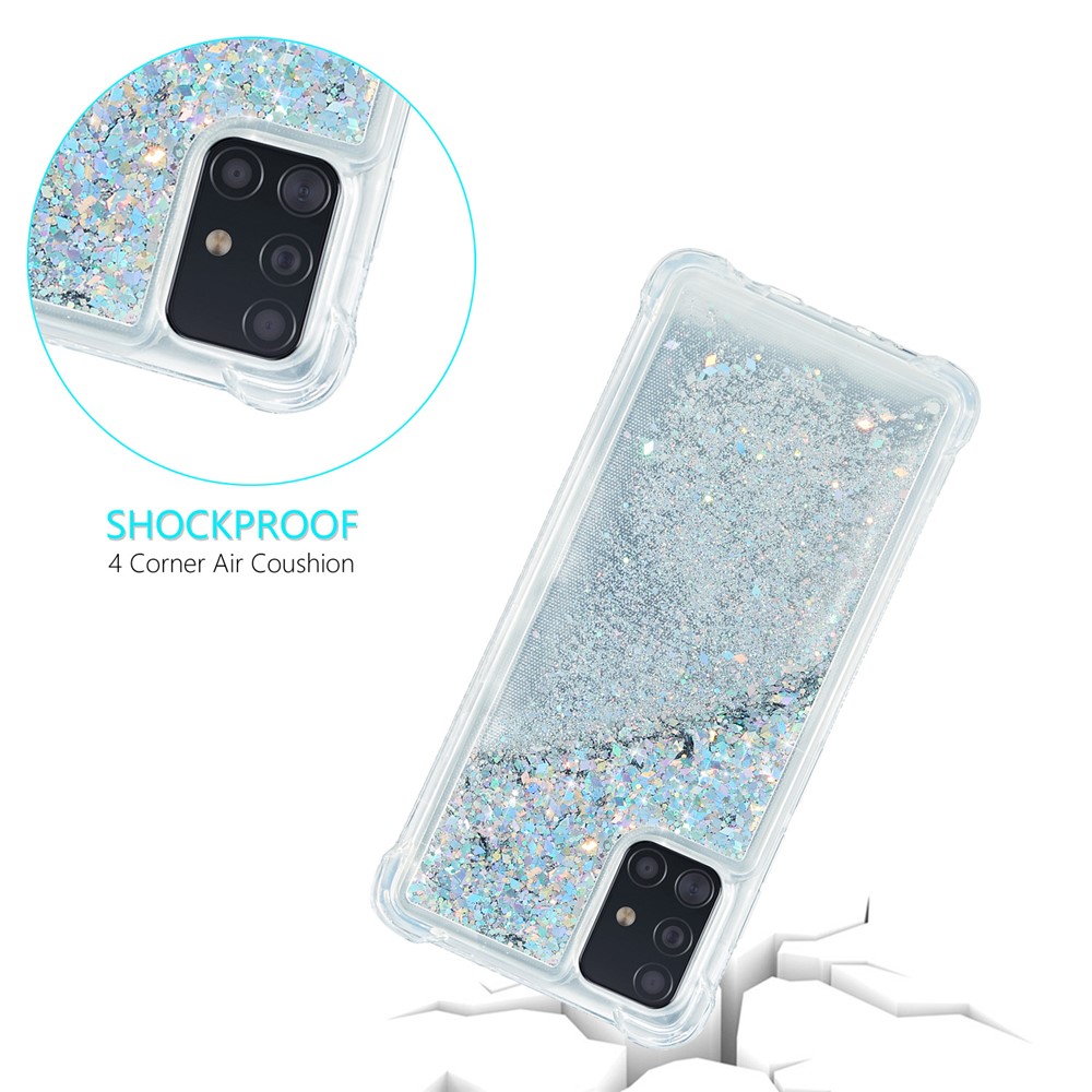 Pure Color Glitter Powder Quicksand TPU Shell for Samsung Galaxy A51 SM-A515 - Silver-6