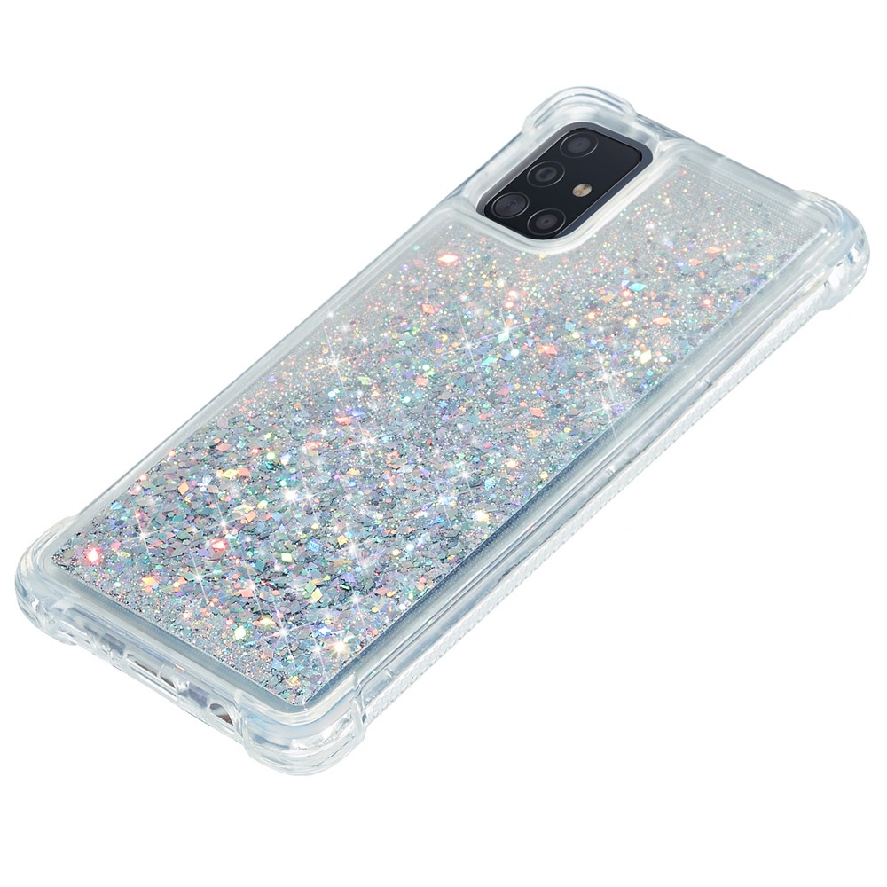 Pure Color Glitter Powder Quicksand TPU Shell for Samsung Galaxy A51 SM-A515 - Silver-7