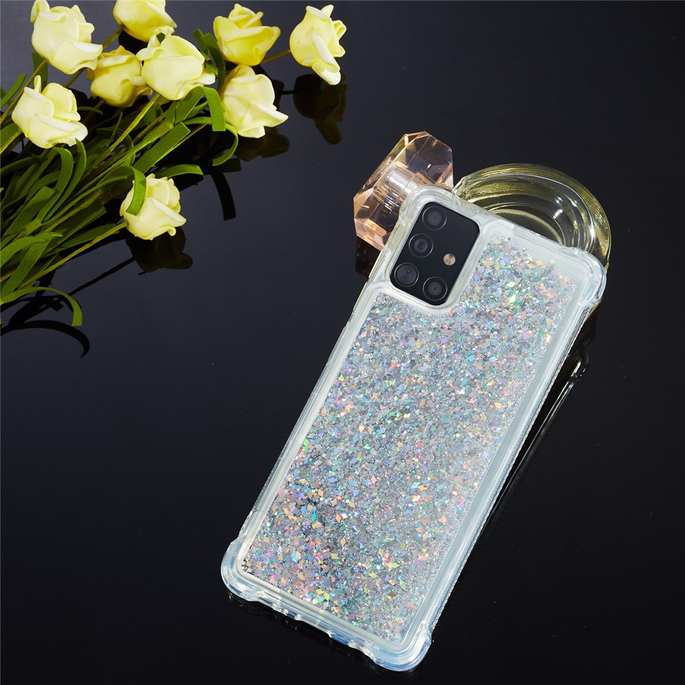 Pure Color Glitter Powder Quicksand TPU Shell for Samsung Galaxy A51 SM-A515 - Silver-8