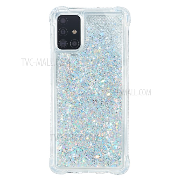 Pure Color Glitter Powder Quicksand TPU Cover for Samsung Galaxy A71 SM-A715 - Silver-3