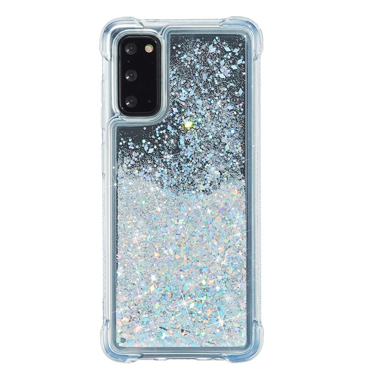 Glitter Powder Quicksand Inside TPU Shell for Samsung Galaxy S20 - Silver-1