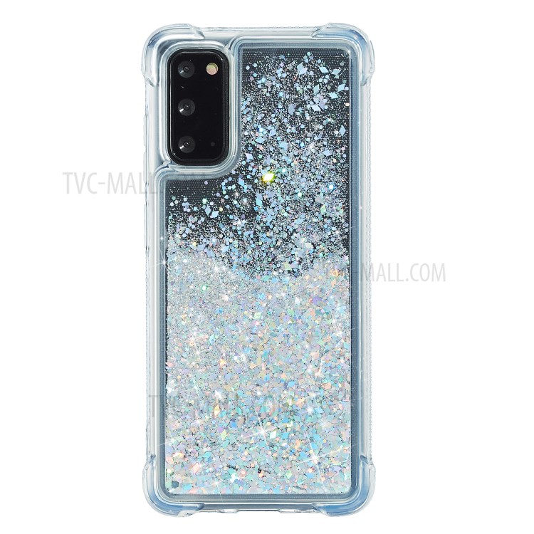 Glitter Powder Quicksand Inside TPU Shell for Samsung Galaxy S20 - Silver-3