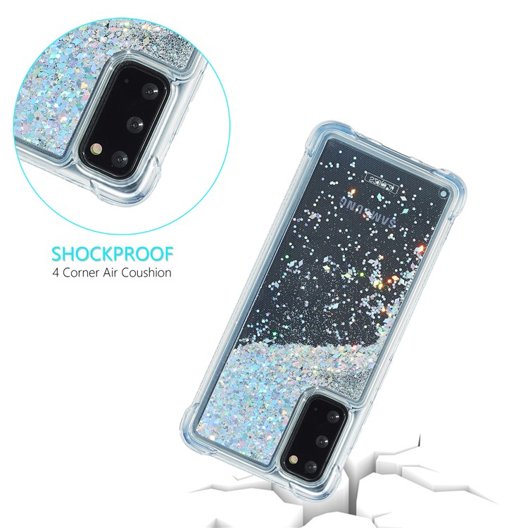 Glitter Powder Quicksand Inside TPU Shell for Samsung Galaxy S20 - Silver-6