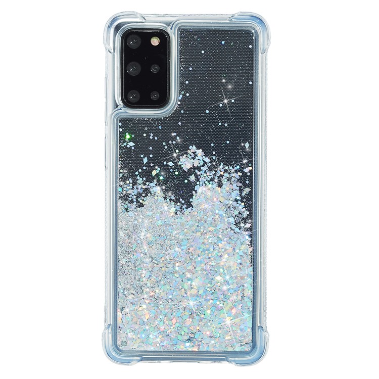 Glitter Powder Pure Color Quicksand TPU Shell for Samsung Galaxy S20 Plus - Silver-1