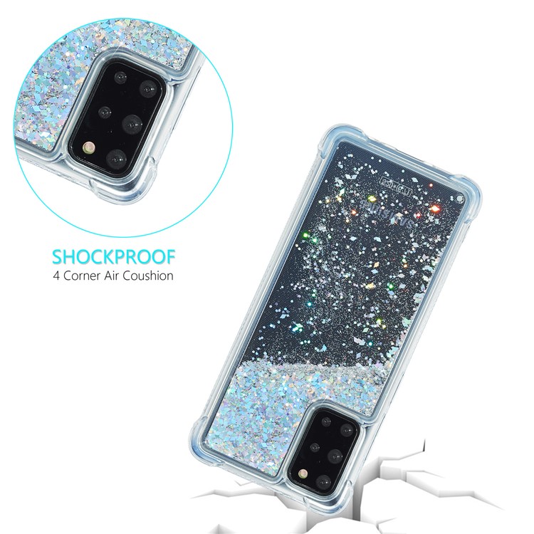 Glitter Powder Pure Color Quicksand TPU Shell for Samsung Galaxy S20 Plus - Silver-6