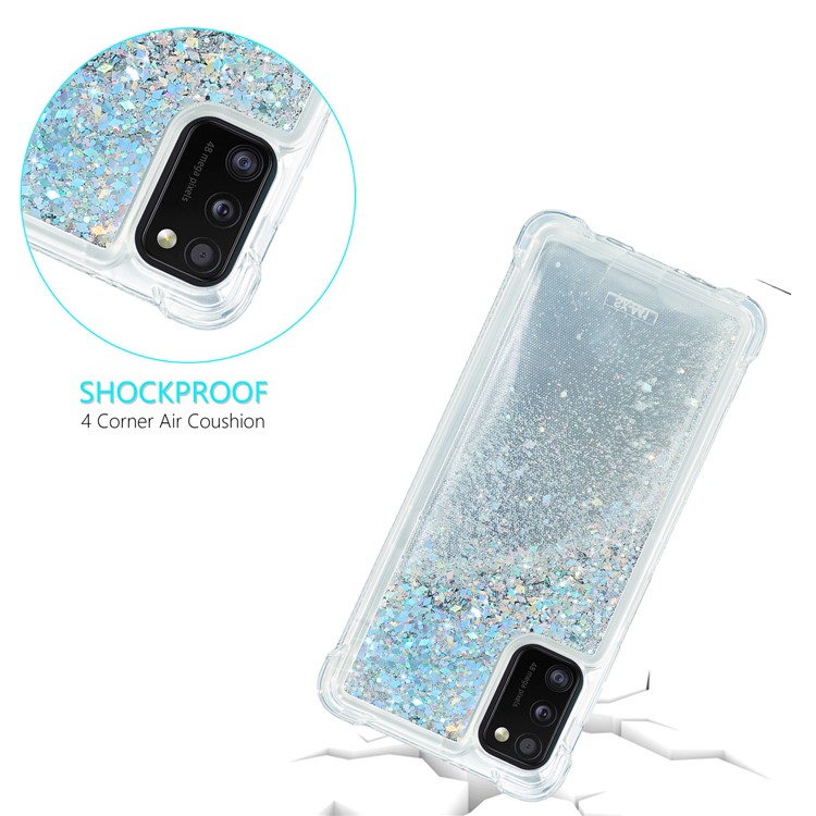 Solid Color Glitter Powder Quicksand Inside TPU Shell for Samsung Galaxy A41 (Global Version) - Silver-2
