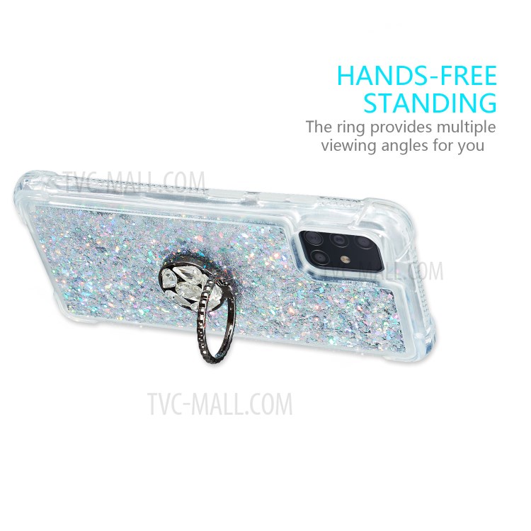 Glitter Powder Quicksand Rhinestone Decor Kickstand TPU Phone Cover for Samsung Galaxy A71 SM-A715 - Silver-7