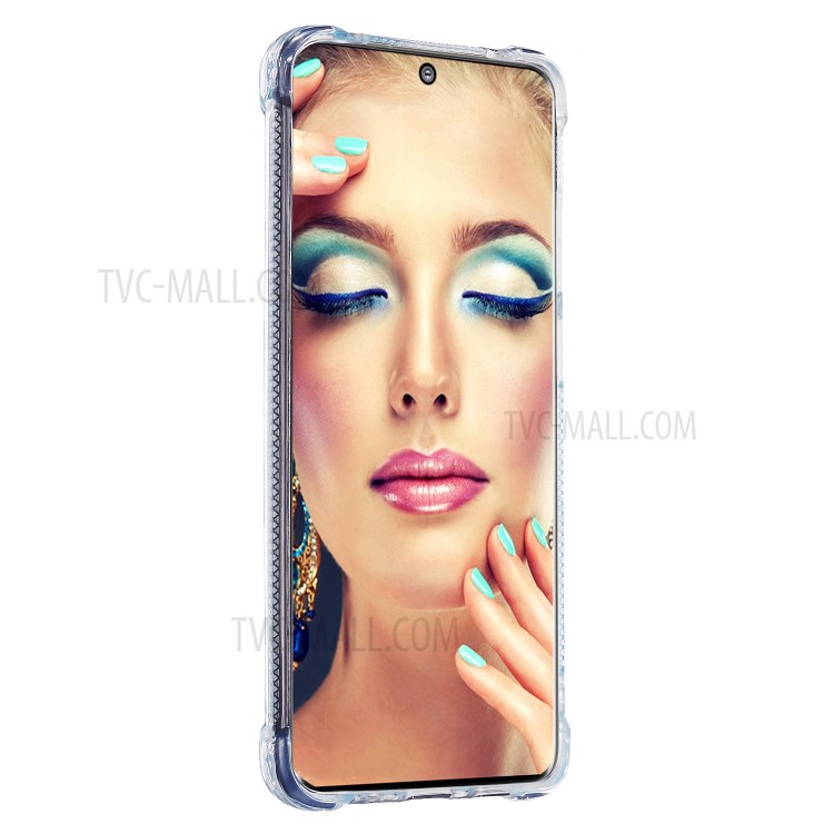 Glitter Powder Quicksand Rhinestone Decor Kickstand TPU Phone Cover for Samsung Galaxy S20 Ultra - Silver-4