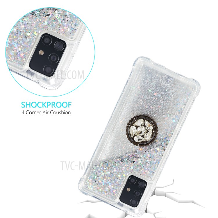 Glitter Powder Quicksand Rhinestone Decor Kickstand TPU Phone Cover for Samsung Galaxy A51 SM-A515 - Silver-3