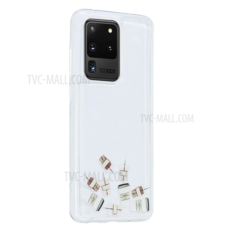 Quicksand Printing Skin TPU Unique Cover for Samsung Galaxy S20 Ultra - Drinks-3