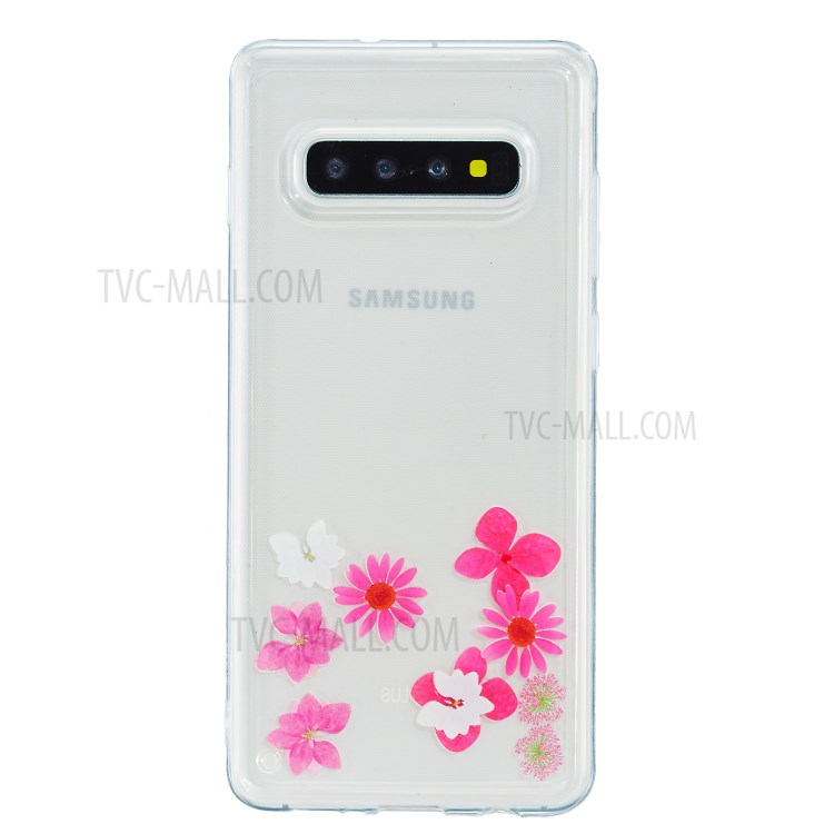 Quicksand Printing Skin TPU Cover for Samsung Galaxy S10 - Flowers-1