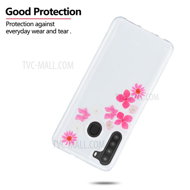 Liquid Floating Pattern TPU Back Phone Cover for Samsung Galaxy A21 EU Version - Flowers-2