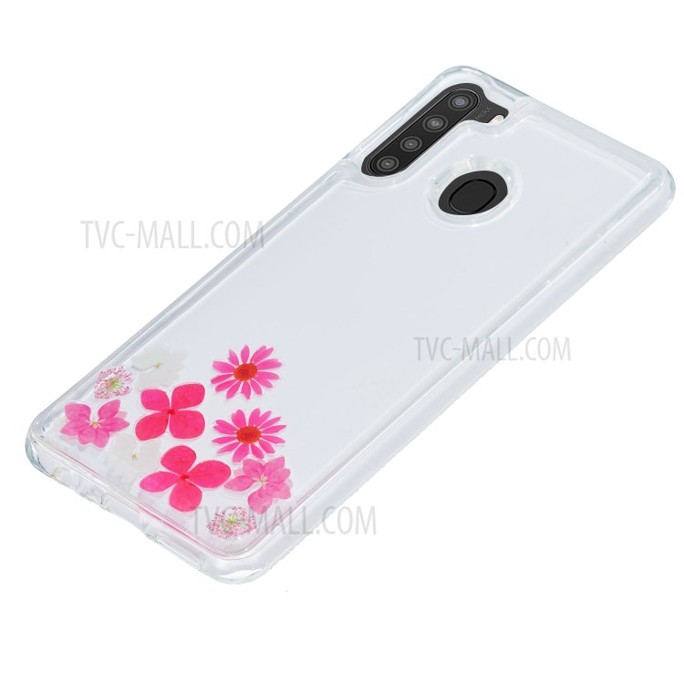 Liquid Floating Pattern TPU Back Phone Cover for Samsung Galaxy A21 EU Version - Flowers-4