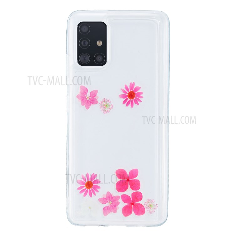 Flutuante Padrão Caso TPU Volta Líquido Para Samsung Galaxy A51 SM-A515 - Flor-1
