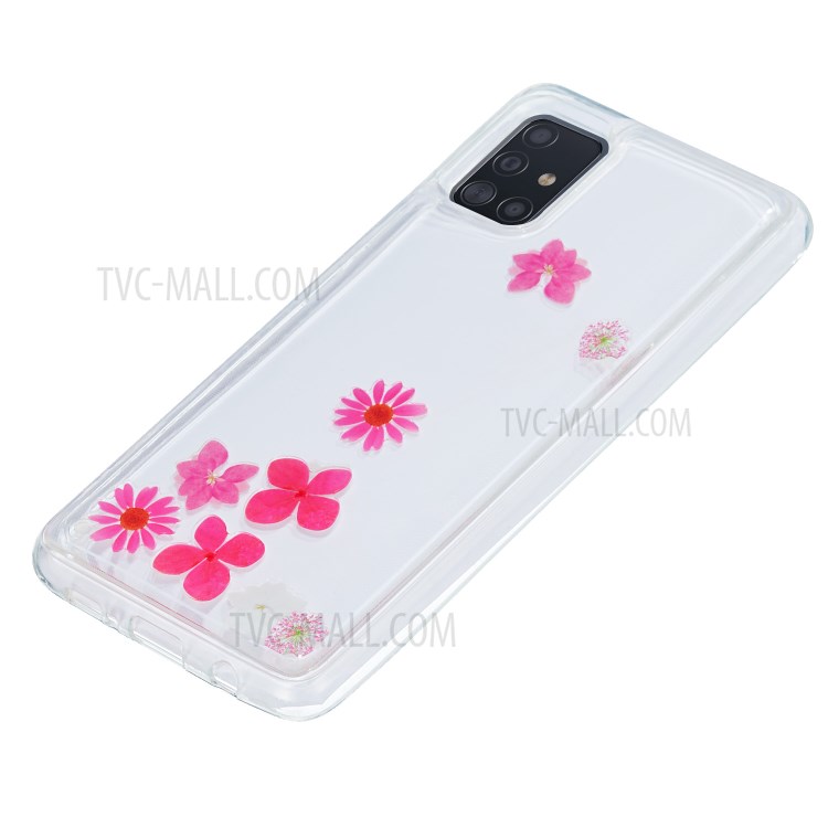 Flutuante Padrão Caso TPU Volta Líquido Para Samsung Galaxy A51 SM-A515 - Flor-4