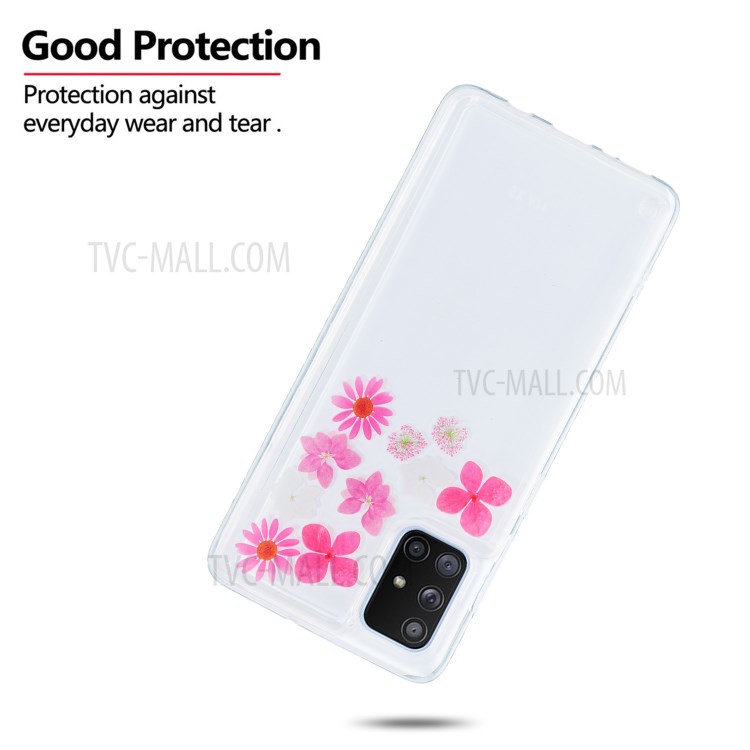 Liquid Flowing Pattern TPU Protector Cover for Samsung Galaxy A71 SM-A715 - Flower-2