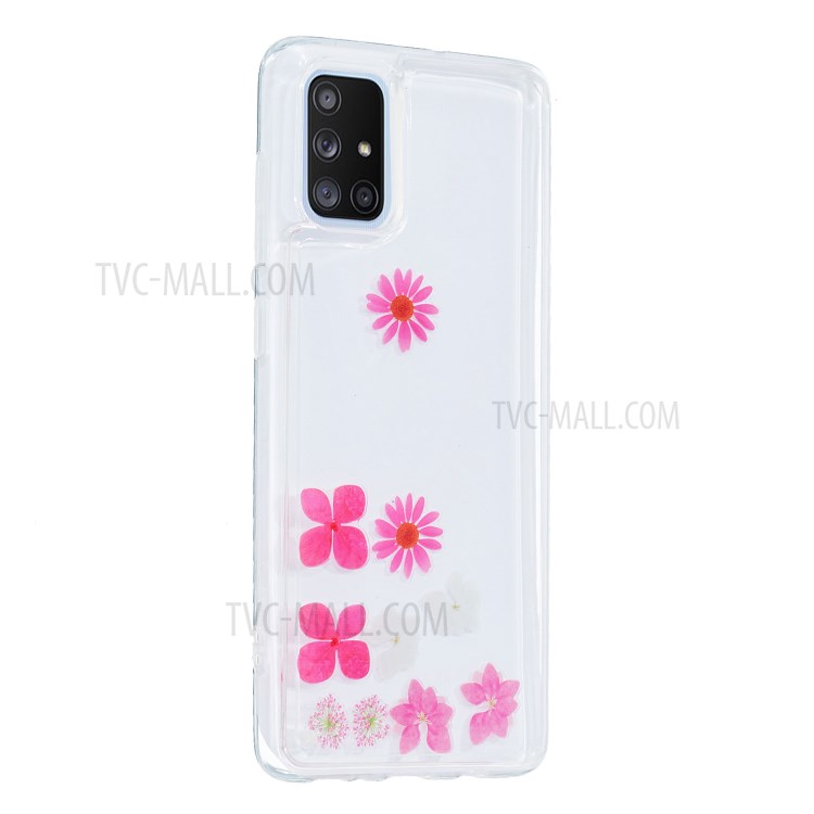 Liquid Flowing Pattern TPU Protector Cover for Samsung Galaxy A71 SM-A715 - Flower-3