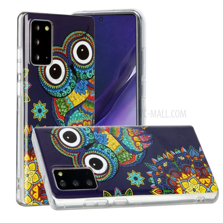 Noctilucent IMD TPU Phone Back Shell for Samsung Galaxy Note 20/Note 20 5G - Owl-2