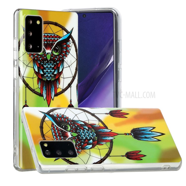 Noctilucente IMD TPU Teléfono Back Shell Para Samsung Galaxy Note20 4G/5G - Catchante de Sueños de Búho-2