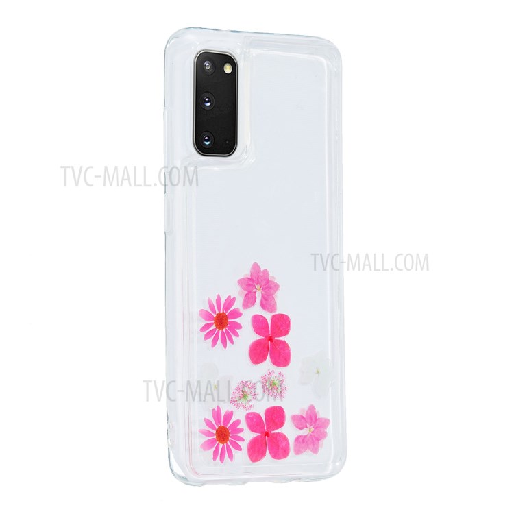 Quicksand Printing Skin TPU Special Cover for Samsung Galaxy S20 - Flowers-3