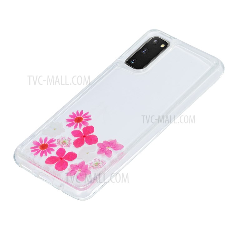 Quicksand Printing Skin TPU Special Cover for Samsung Galaxy S20 - Flowers-4