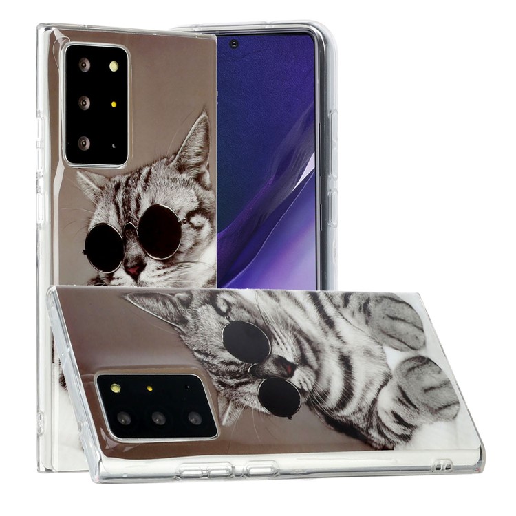 Pattern Printing IMD TPU Back Case for Samsung Galaxy Note20 Ultra/Note20 Ultra 5G - Cat Wearing Glasses-1