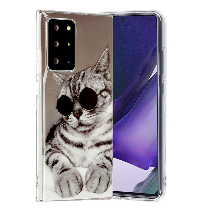 Pattern Printing IMD TPU Back Case for Samsung Galaxy Note20 Ultra/Note20 Ultra 5G - Cat Wearing Glasses-2