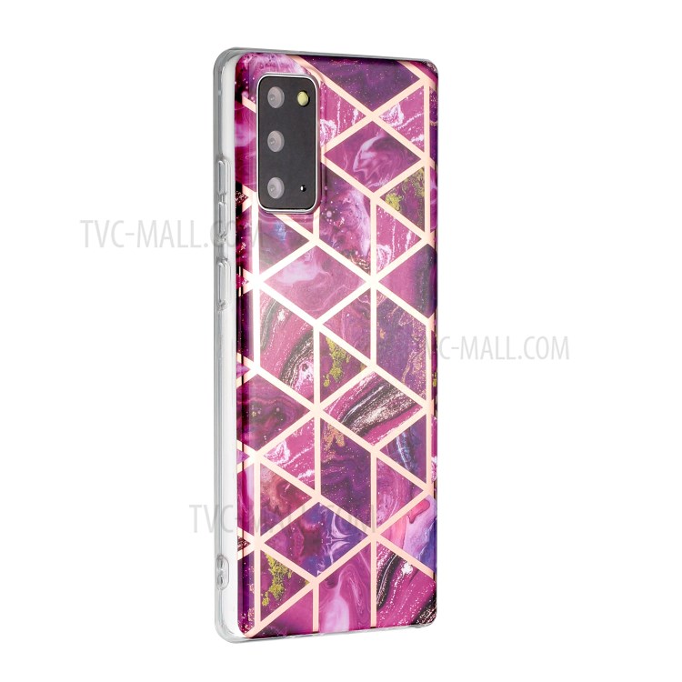 Marble Pattern Rose Gold Electroplating IMD TPU Case for Samsung Galaxy Note 20 5G / Galaxy Note 20 - Purple-3