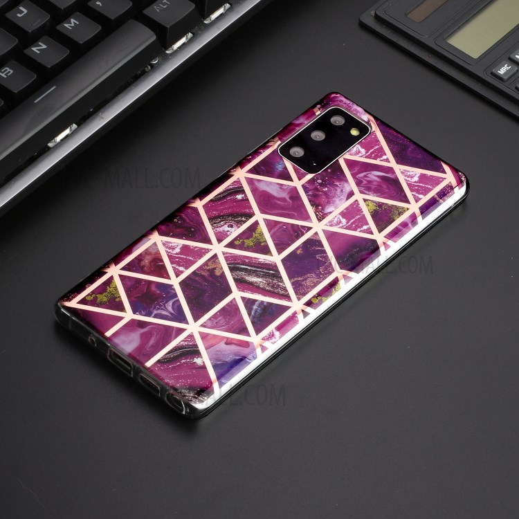 Marble Pattern Rose Gold Electroplating IMD TPU Case for Samsung Galaxy Note 20 5G / Galaxy Note 20 - Purple-5