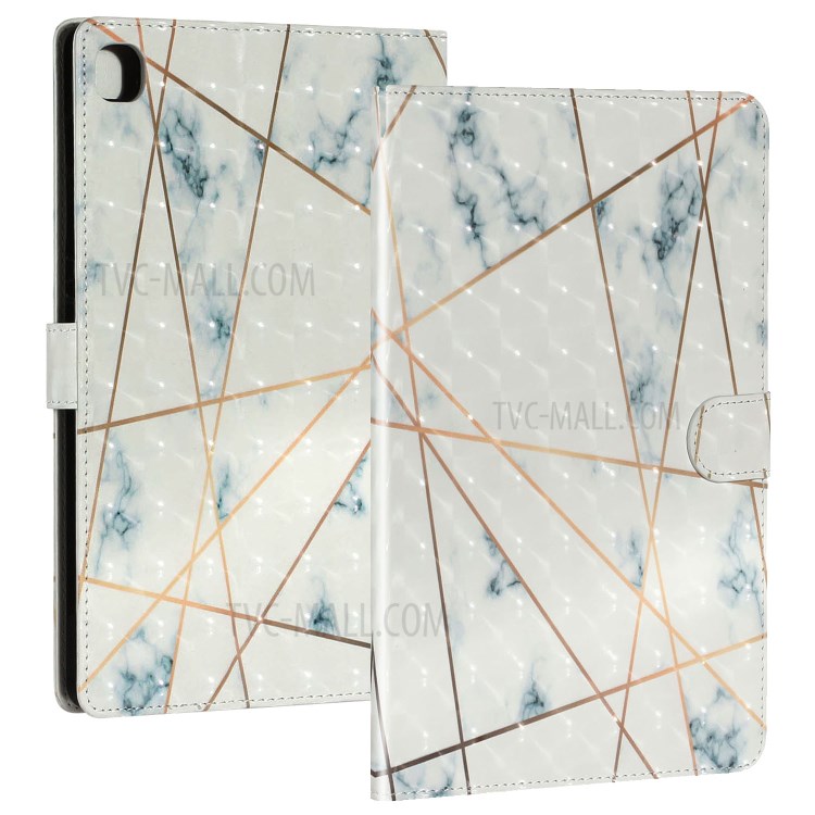 Light Spot Decor Pattern Printing Smart Leather Stand Protective Case for Samsung Galaxy Tab S6 Lite - Marble Grain and Line-2