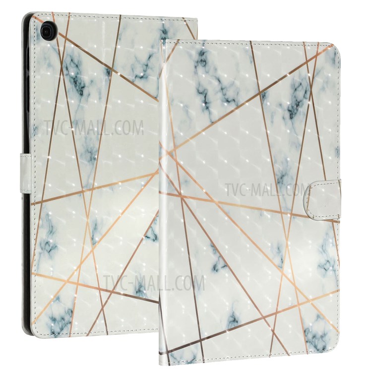 Light Spot Decor Pattern Printing Smart Leather Stand Protective Cover for Samsung Galaxy Tab A 10.1 (2019) T510/T515 - Marble Grain and Line-2